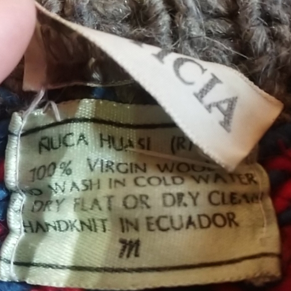 Justicia Vintage Hand Knit Sweater Ecuador Wool - Picture 4 of 6